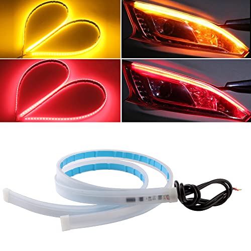 YM E-Bright DRL Led Strip Light for Car SUV Motorcycle Led Strip for Daytime Running Turn Signal Tail Brake Light Sepuential Switchback Amber/Yellow & Red (2Pcs 60CM/24 Inch) - color: Red/Yellow, size: 60 CM