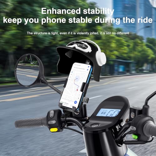 LALAFINA Waterproof Motorcycle Phone Mount with Sunshade Universal Bike Phone Holder Clamp for Rear Mirror Secure Grip Stand Compatible with Most Smartphones for Safe Riding