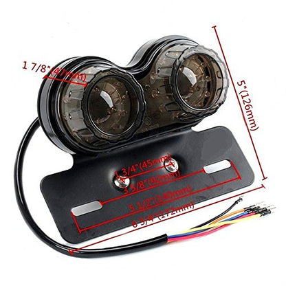 ANKIA 40-LED 40W Motorcycle Tail Light Integrated Running Lamp Brake&Turn Signal Light with License Plate Bracket for Harly Motorcycle Street Bike Cruiser Chopper (Black) - color: Black
