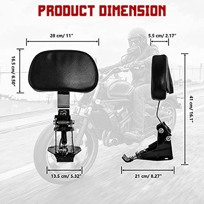 INNOGLOW Motorcycle Backrest - Detachable Driver Rider Backrest with Adjustable Black Back Rest Pad Fit for Harley Davidson Touring Electra Glide Road Glide Road King Street Glide CVO 2009-2020 - color: Style-3/Chrome Arm