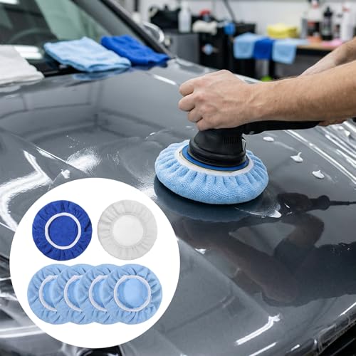 6 PCS Car Polishing Pads, 10 Inch Microfiber Wool Coral Fleece Buffing Pads for Orbital Polisher, Wax Applicator Pad for Vehicle Detailing, Waxing and Cleaning Microfiber, Wool, Coral Fleece