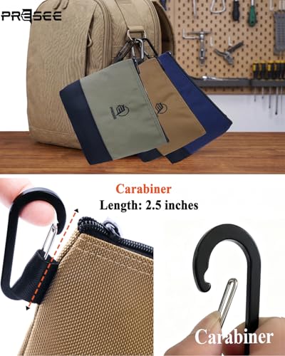 Tool Pouch Zipper Small Tool Bag Pouches Organizer Bag with Metal Carabiner, Nylon 1680D Heavy Duty for Wrenches, Screwdrivers, Pliers, Pack of 1, Blue, 10.5 Inch - color: 1 Pack, 10.5" Blue