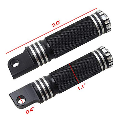 NTHREEAUTO Mounting Footpegs, Male Billet Footrests, Motorcycle Passenger Pedals Compatible with Harley Sportster, Dyna, Road King - color: Black/Chrome-2