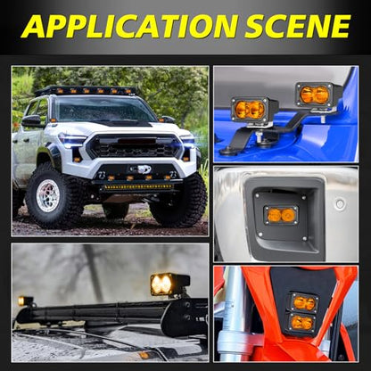 Amber LED Pods, AKD Part 3 Inch CREE LED Amber Fog Lights Pods 40W Spot Flood Combo Off Road Driving Lights Small Chase Lights Ditch Lights Headlight for Dirt Bike Motorcycle Truck UTV ATV SUV Surron - color: Amber