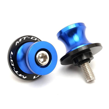 Motorcycle Swingarm Spools - Dual-Layer CNC Aluminum Anti-Drop Sliders fit for YAMAHA MT-09 SP Tracer 900 FZ-09 (2014-2026) 6mm Stand Bobbins with Anodized Finish (Blue) - color: Blue