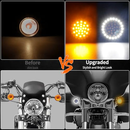 2" Bullet 1157 LED Turn Signals with Smoked Lens Cover, Motorcycle Front Turn Signal Running Light Compatible with Harley Davidson Street Glide, Sportster, Road King