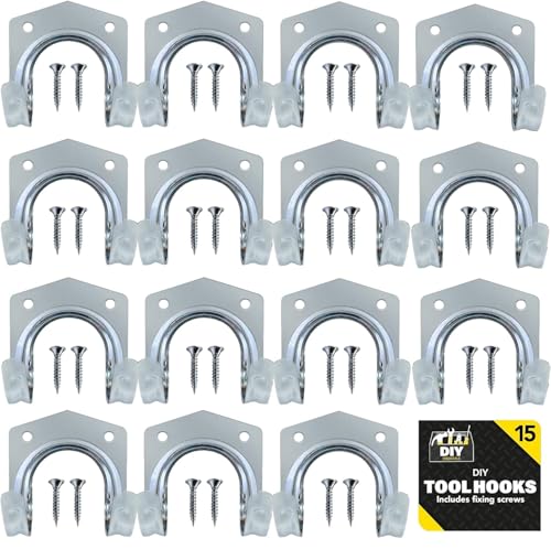 15Piece Wall-Mounted Hook Set for Garage Tool Storage and Organization, Suitable for Tools, Ropes, and Garden Equipment