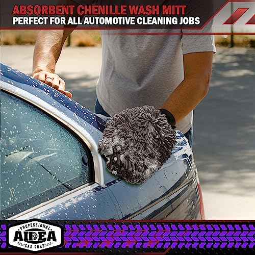 AIDEA Car Wash Mitt Microfiber-2Pack, Scratch-Free& Lint-Free, Premium Chenille Microfiber Wash Mitt-Grey Regular Size (7.12''X10.14'') - color: Grey, size: 2PK-7.12''X10.14''