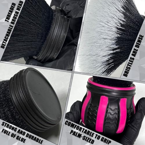 Ultra Soft Detailing Brush, Handle XL Brush - Ultra Soft Bristles, Multi-Color Handles, Removable Brush Heads, with Storage Rack, Covers Large Area Inside or Outside Vehicles(Pink) - color: Pink