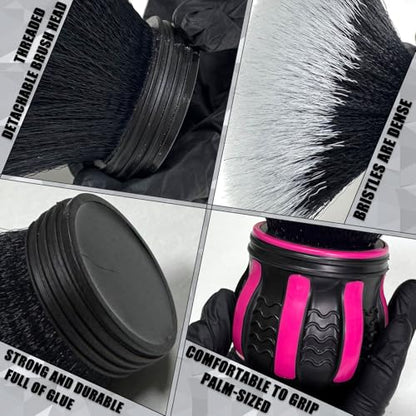 Ultra Soft Detailing Brush, Handle XL Brush - Ultra Soft Bristles, Multi-Color Handles, Removable Brush Heads, with Storage Rack, Covers Large Area Inside or Outside Vehicles(Pink) - color: Pink