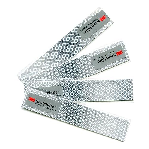 Salzmann Diamond Grade Reflective Sticker, 4pcs, Waterproof, All-Weather, 3M Material, White, for Car | Made with 3M Reflective Material | Waterproof Safety Decals | Yellow, Orange, Red & White - color: White