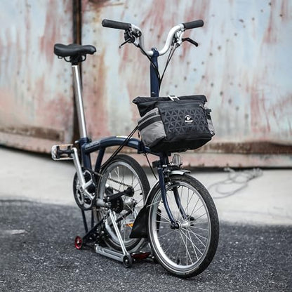 Rhinowalk Handlebar Bag for Brompton Folding Bike, 6.5L Expandable Front Bag with Quick Release Mount, Shoulder Strap, Multiple Pockets and Rain Cover (Black) - color: Black