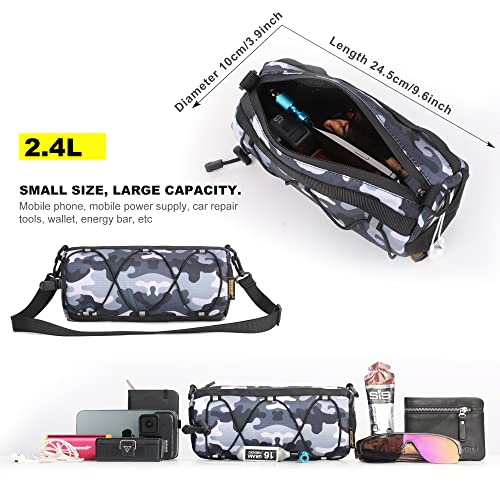 Rhinowalk Bike Handlebar Bag, Bicycle Front Bag Shoulder Bag Storage Bag with Shoulder Strap for Road Mountain Bike Cycling Travel - color: Camouflage Grey