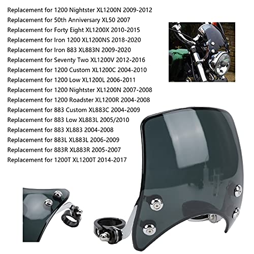 Motorcycle Headlamp Fairing 180 Degrees Adjustable Motorbike Wind Deflector Universal for 38‑41mm/1.5‑1.6in Front Fork (Black)