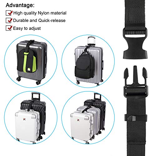 Vigorport Luggage Connector, Straps for Suitcase, Add A Bag Adjustable Attachment Accessories 1.25" Endless for Connect Your 3 Luggage Together-2 Pack - size: 1.25''W Large