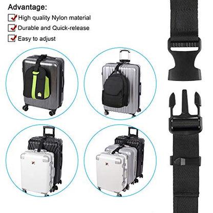 Vigorport Luggage Connector, Straps for Suitcase, Add A Bag Adjustable Attachment Accessories 1.25" Endless for Connect Your 3 Luggage Together-2 Pack - size: 1.25''W Large