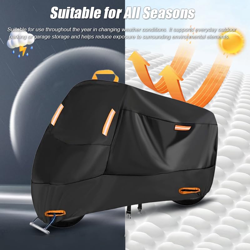 Motorcycle Cover for Yamaha TMax TMAX 530 560 SX DX TMAX530 TMAX560, Full Wrap Rain and Dust Protection Four Seasons Universal Protective Cover, Motorbike Cover with Night Reflective, Lock-Holes