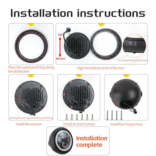 5.75inch CNC Motorcycle Headlight Aluminum Alloy Housing Bucket with CNC Side Mounting Bracket 51-54MM Fork Tube Holder Clamps for Motorcycle - size: 54