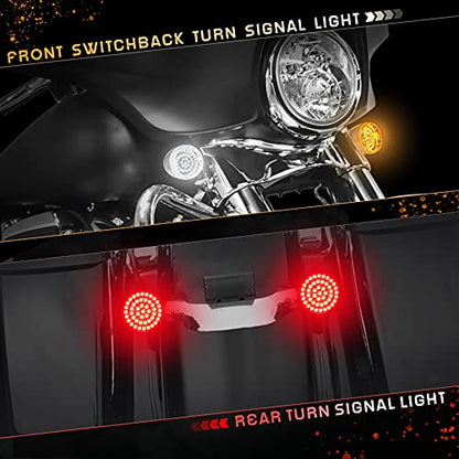 Led Turn Signal Lights 1157 Front + 1156 Rear Blinkers with Smoked Lens for 2 Inch Bullet Housing Compatible with Harley Dyna Sportster Softail Road Street Glide Road King Cruiser Turing - color: Smoked Lens