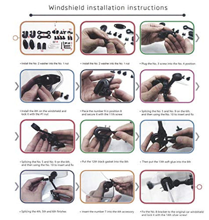 368mm Motorcycle Adjustable Windshield Extension Universal Clip-on Windscreen Transparent Brown - color: brown
