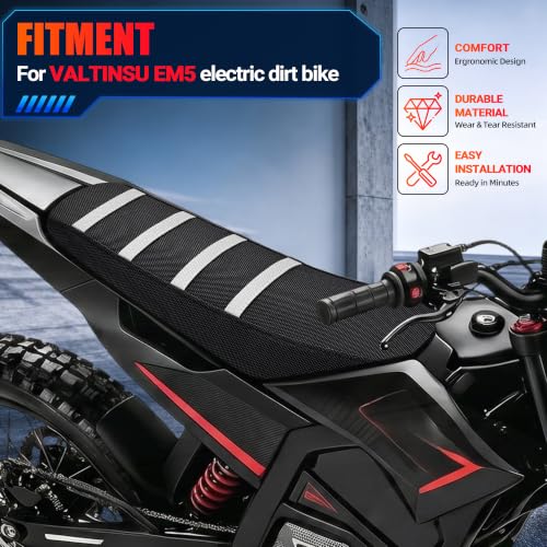JFG RACING Seat Cover for VALTINSU Electric Dirt Bike,PVC Non-Slip Cushion Guard for VALTINSU EM5 Motorcycle Off-Road Ebike-White - color: White