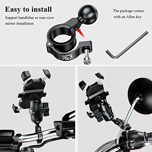 BRCOVAN 2 Pack, Aluminum Alloy Handlebar Mount Base with 1'' TPU Ball | Compatible with RAM Mounts B Size 1 Inch Ball Double Socket Arm, for Round Rail Diameter 0.5'' 0.87'' 1'' 1.125'' 1.26'' - style: R3-Set of 2