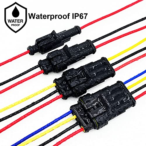 10 Kit 16 AWG 2 Pin Connector Car Waterproof Wire Connectors 2 Pin Automotive Electrical Connectors Quick Disconnect 2 Way Wire Terminal Connector Plug and Heat Shrink Tubing Kit - size: 2pin