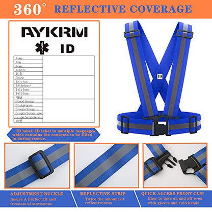 AYKRM 9 color High Visibility Reflective Vest Running Gear High Vis Adjustable Safety Vest - color: Blue