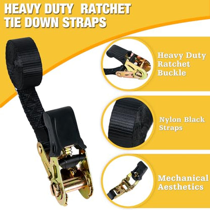 Endless Retractable Ratchet Straps 1650 lb Break Strength 1" x 4 Ft (No Hooks) Tie Down Kit Set Car Cargo Strap for Securing Stuff to Roof Rack,Travel Trailer/RV Battery,Motorcyle,Coolers,Water Tank - size: 1in x 4ft-2p