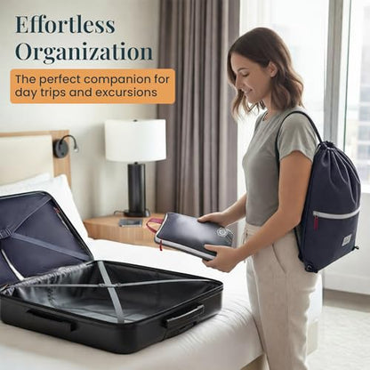 Extra Large Compression Packing Cube 6 Piece Set for Travel and Check Luggage by TRIPPED Travel Gear - color: Navy Blue