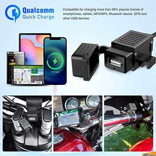 Nilight Waterproof Motorcycle USB 3.1Amp Quick SAE to USB Charger Adapter O Ring Terminal Cable Harness with Inline 5Amp Fuse Handlebar for Mobile Devices GPS - color: SAE TO USB Adapter
