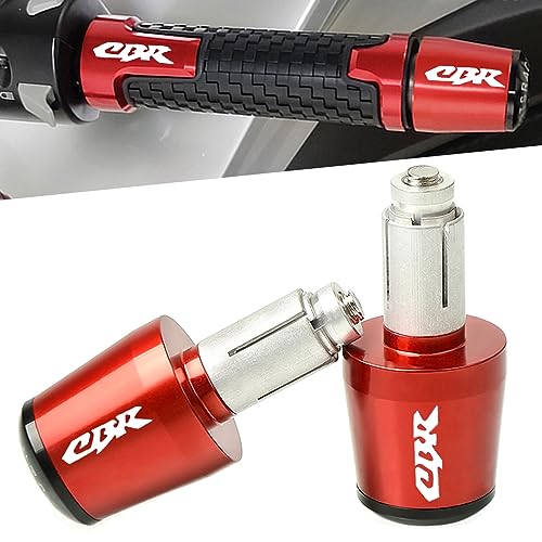 2pcs Motocycle Handlebar Grip Ends 7/8" 22mm for H-onda CBR60F CBR125R CBR150R CBR250R CBR400 NC23 NC29 CBR600 F2 F3 F4 F4i CBR900RR CBR954RR CBR1000RR (Red) - color: Grip End - Red