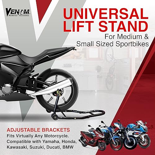 Venom Sport Bike Motorcycle Rear Wheel Swingarm Spool Lift Stand Paddock Stands Compatible with Yamaha Honda Kawasaki Suzuki Ducati BMW