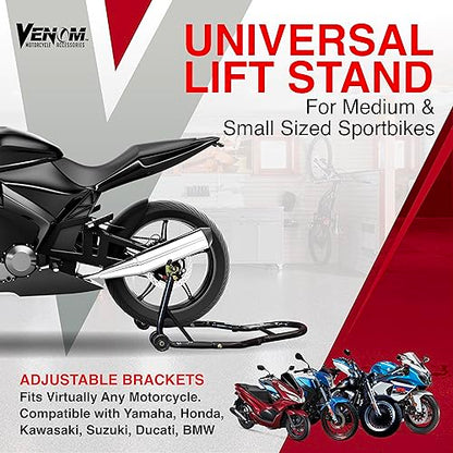 Venom Sport Bike Motorcycle Rear Wheel Swingarm Spool Lift Stand Paddock Stands Compatible with Yamaha Honda Kawasaki Suzuki Ducati BMW