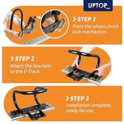 UPTOP Motorcycle Wheel Chock Steel for E-Track/X-Track System, Fits Up to 7” Wide Tires