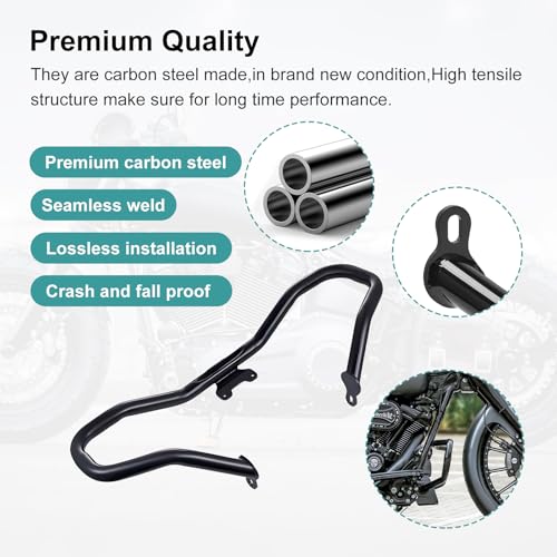 Road Glide Chopped Engine Guard Motorcycle Front Highway Protector Crash Bar Fairing Support Bracket for Harley 2015-2023 FLTRX FLTRXS FLTRXST CVO FLTRXSE Gloss Black
