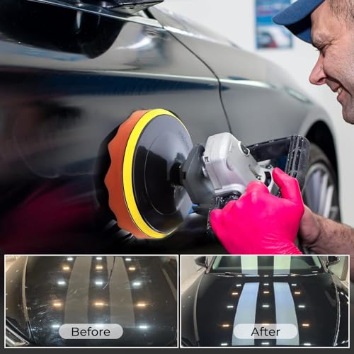 Buffing Pads Polishing Pads Kit,7 Pcs 6"(150mm), Sponge Polishing Pads with Wool Pad Kit, Car Polisher, Car Detailing Kit, Polishing Pad Kit for Car Buffer Compounding, Polish and Wax.
