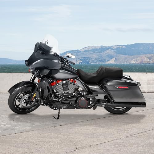 C.C. RIDER Motorcyle Gle Seat Hammock Seat for Harley Davidson Touring 2009-2023 Road King Street Glide Road Glide Electra Glide Tri Glide models - color: 34#Gel Black
