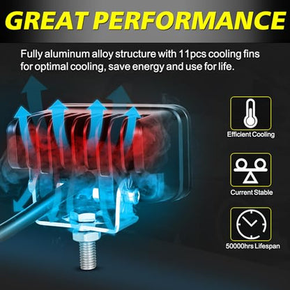 Amber LED Pods, AKD Part 3 Inch CREE LED Amber Fog Lights Pods 40W Spot Flood Combo Off Road Driving Lights Small Chase Lights Ditch Lights Headlight for Dirt Bike Motorcycle Truck UTV ATV SUV Surron - color: Amber