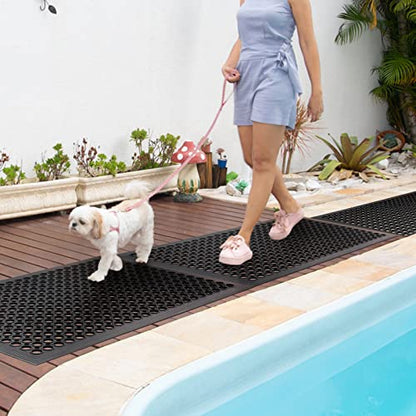 Anti Fatigue Rubber Floor Mats Restaurant Kitchen Rubber Drainage Mat Out Door Mats Durable Non-Slip Bar Floor Mat Utility Mat Indoor Outdoor Wet Area Use 24" x 36" Black - size: 24" x 36"