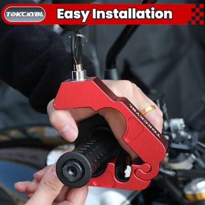 Motorcycle Lock, Heavy Duty Anti Theft Helmet, Brake and Handlebar Lock, Universal for Motorcycles, ATVs, Dirt Bikes, Mopeds, Scooters, Red - color: Red