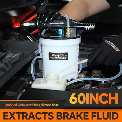 FOUR UNCLES Brake Bleeder Vacuum Pump Kit - Pneumatic Brake Fluid Extractor with 1L Refilling Bottle for Brake Fluid Bleeding, One-Person Operation - size: 2L