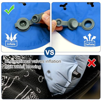Inflatable Seat Cushion, Lightweight Stadium Seat Pad, Travel Air seat Cushion Anti-Slip for Airplane, Long Flights, Hiking, Climbing, Home and Camping, Compact Air Cushion - color: Blue