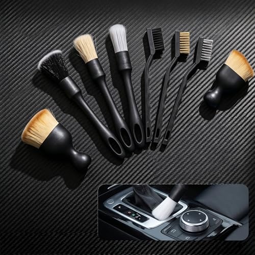8 PCS Car Detailing Brush Set for Cleaning Interior or Exterior, Dusting Cleaning Supplies, Tool for Emblem, Air Vents, Wheels, Leather Upholstery Seat