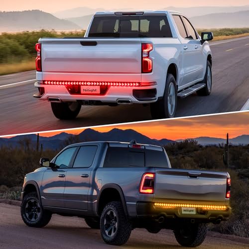 Nilight Truck Tailgate Light Strip 60Inch Arrow 540 LED with Red Running Brake Lights Amber Turn Signals Strobe Lights - color: 60" Tailgate Light Strip Red/Amber Arrow