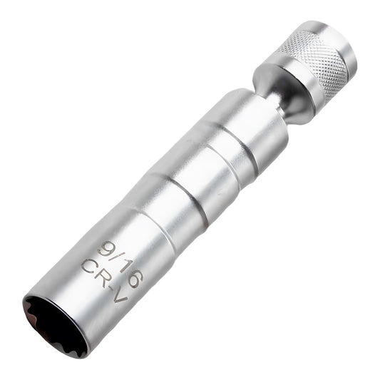 Zpana 9/16" Car Spark Plug Socket, Magnetic Thin Wall 360° Swivel Auto Sparking Wrench Socket Joint 3/8" Drive 12 Point, Vehicle Removal Tool Accessories, Universal for SUV Sedan Truck - size: 9/16"
