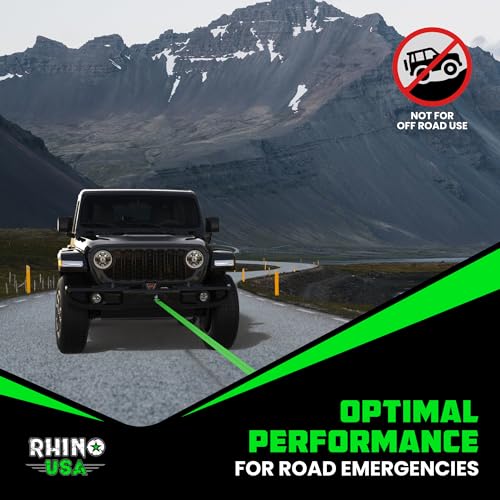Rhino USA Tow Strap with Hooks (2 Inch x 20 Foot) Lab Inspected 10,321lbs Break Strength - Heavy Duty Emergency Towing Straps with Forged Steel Hooks for Roadside Recovery - Not for OffRoad Recoveries