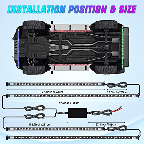 Nilight 4Pcs Car Underglow Neon Accent Strip Lights 256 LEDs RGB Multi Color DIY Sound Active Function Music Mode with APP Control and Remote Underbody Light Strips - color: 4Pcs Underglow Light Strip w/Remote+APP