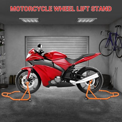 Motorcycle Stand Lift, 850lbs Front Rear Stand Lift Stand, Universal Paddock Lift Stand, Front Wheel Fork Stand, Rear U+L Fork Swingarm Spool Stand, for Parking, Maintenance, Cleaning