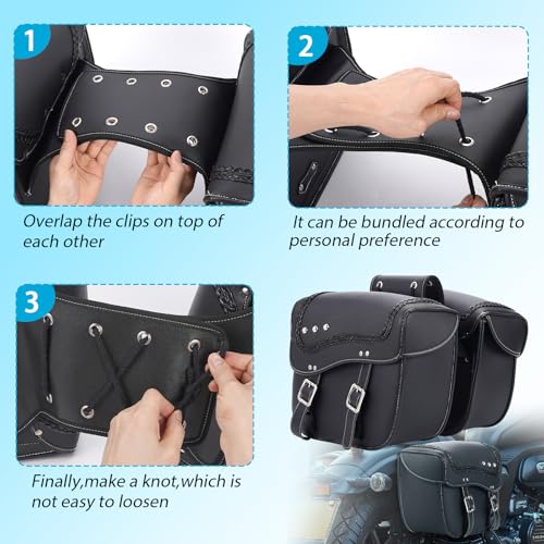 Universal Motorcycle Bag,Waterproof PU Leather Saddle Bags,30L Large Capacity Motorcycle Tail Bag,Universal Accessories,Suitable For Cruise/Saddlebags Saddle Bag.